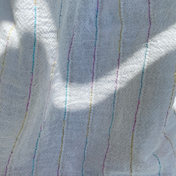 Free People cream crop top with colorful threads. Size medium. - Picture 6 of 9